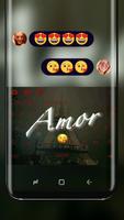 Amor Eiffel Tower Red Font Emoji Keyboard poster