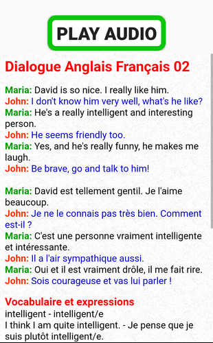 Dialogues Anglais Francais Quotidien Audio Texte Apk 1 3
