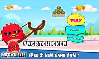 Angry Chicken Knock Down - Hungry Birds Slingshot โปสเตอร์