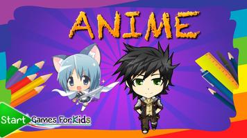 Anime Chibi Coloring Book Affiche