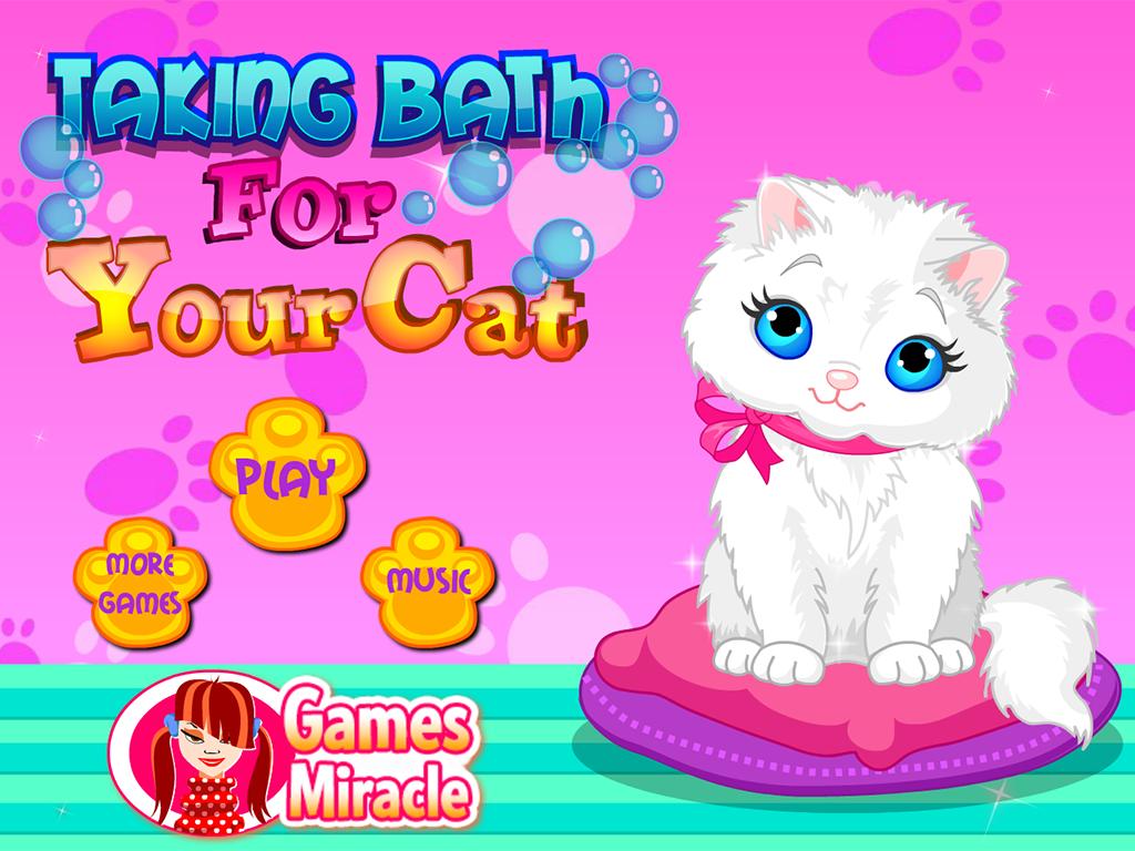 Игра ухаживать за кошкой. Игра твоя кошечка. Baby Cat game. Bath time Pet caring game.