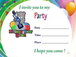 New Year Party Invitation Card الملصق