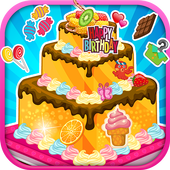 Birthday cake decoration icon