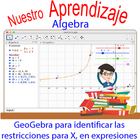 GeoGebra restricción de X expresion fraccionaria icono