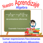 Sumar expresión fraccionaria diferente denominador biểu tượng