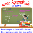 Resolver por substitución sistema de ecuaciones 图标