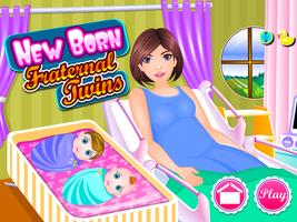 Newborn twins girls games poster