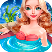 mermaid bathing girls games icon