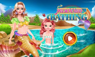 mermaid bathing girls games poster