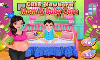 Cute New Baby and Mom Care Affiche