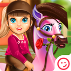 Little Girl Pony Caring آئیکن
