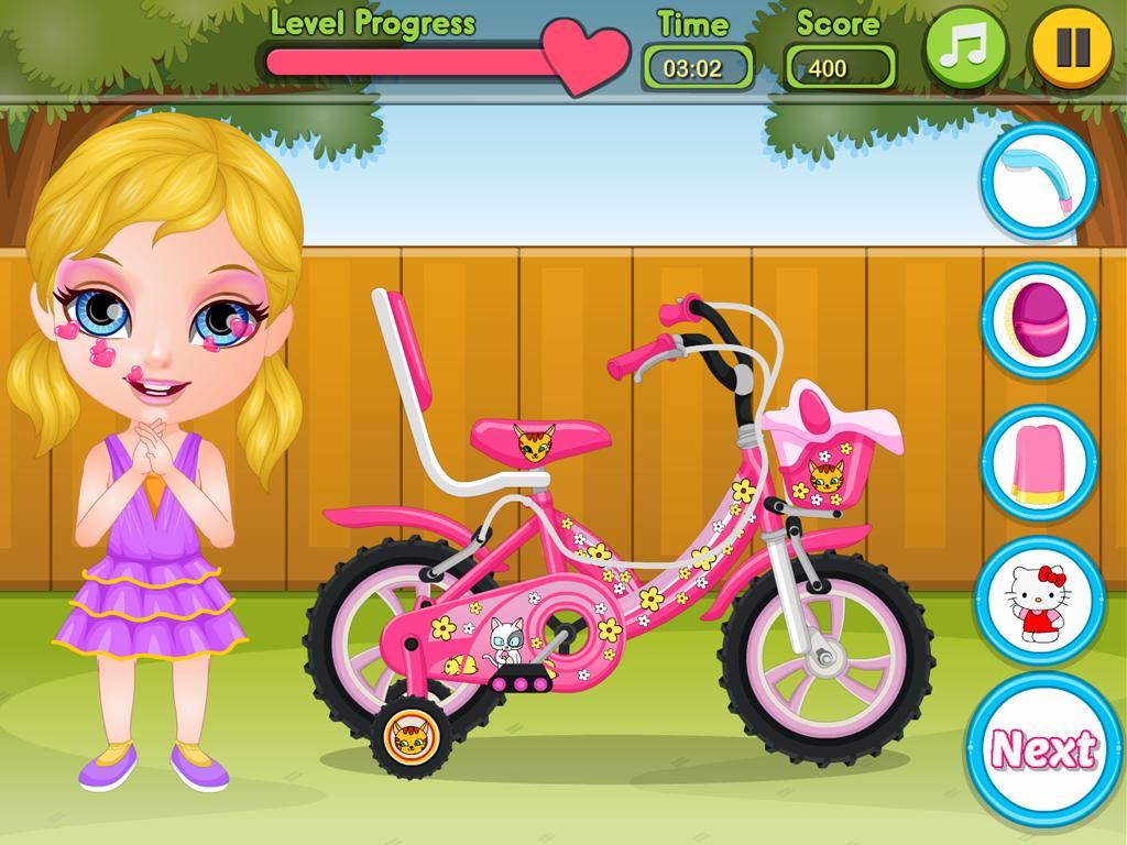 Игры для девочек 1 2. Игра девочка не велосипеде. Барби ездит на велосипеде. Велосипед Барби розовый. Малышка в розовом игра.