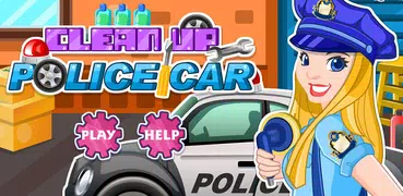 Limpando carro de polícia