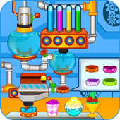 Ice cream and candy factory icon