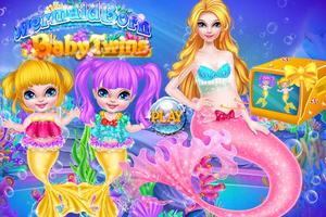 Mermaid Born Baby Twins Affiche