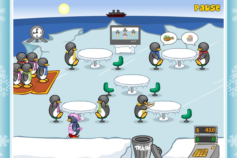 Игра пингвина битой. Игра Пингвиний ресторан 2. Игра Penguin Diner. Игра кафе пингвинов. Путешествие пингвинов.