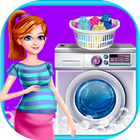Mother Washing Girl Clothes icône