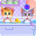 Twin Kitties Spa Caring