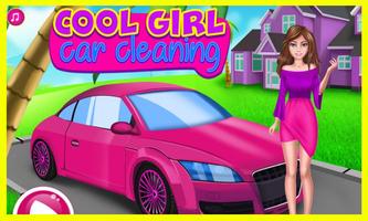 Coole Mädchen Auto Reinigung Plakat