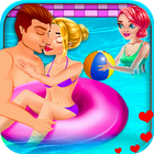 Adorable Couple Pool Kiss icon