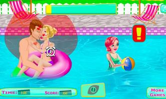 Adorable Couple Pool Kiss capture d'écran 1