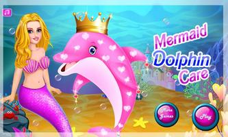 Princess Mermaid Dolphin Caring پوسٹر