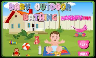 Baby Outdoor Bathing Affiche