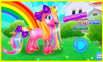 Rainbow Cute Pony Caring Cartaz