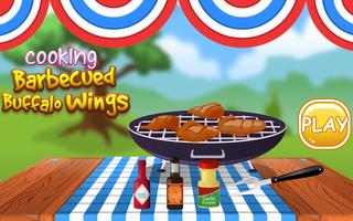 BBQ Buffalo Wings Cooking Affiche