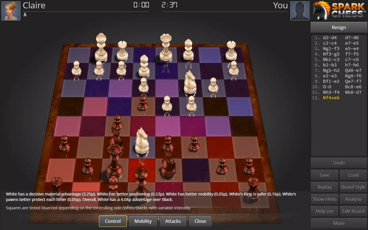 Sparkchess gameplay claire defeated 