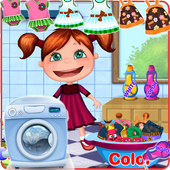 Laundry Girl Washing Clothes icon