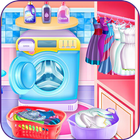 Washing clothes and ironing game icon