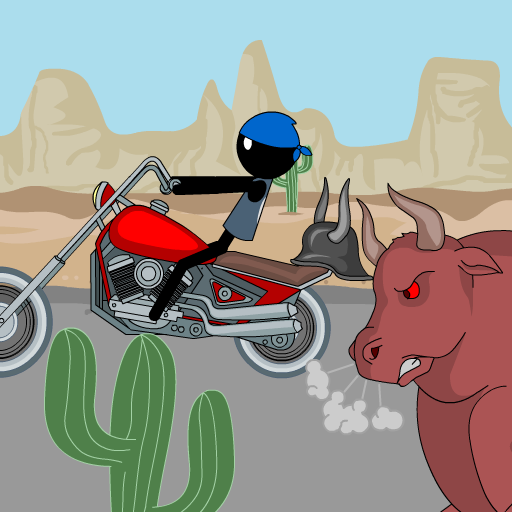 Stickman mentalist. Mad biker