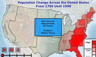 US Population Change 1790-1990 Affiche