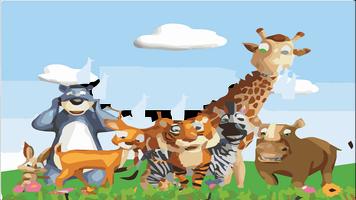 puzzle cartoon animals ポスター