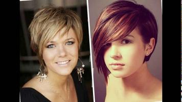 Haircut for a photo for women like a cascade Affiche