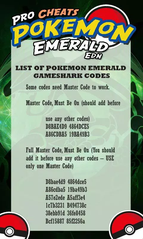 Pokemon Emerald cheats, Full list of codes and how to use them