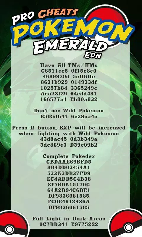 Pro Cheats Pokemon Emerald Edn APK pour Android Télécharger