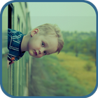 Cute boy with train theme-icoon