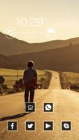 Lonely Boy Walking on the Road Affiche