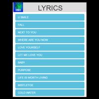 Lyrics of Justin Bieber Songs plakat