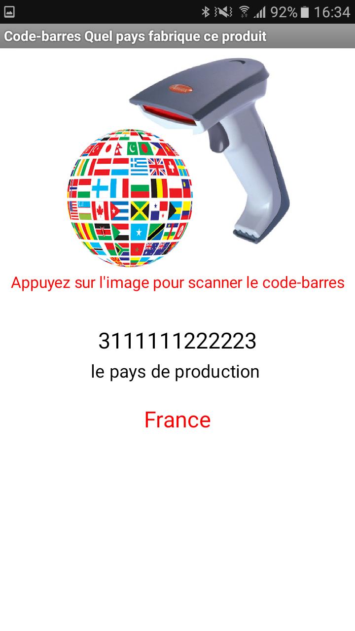 ดาวน์โหลด Codebarres Quel pays fabrique ce produit APK สำหรับ Android ดาวน์โหลด Codebarres Quel pays fabrique ce produit APK สำหรับ Android