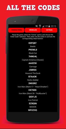 Descarga de APK de Cheat Codes for Lego Marvel para Android