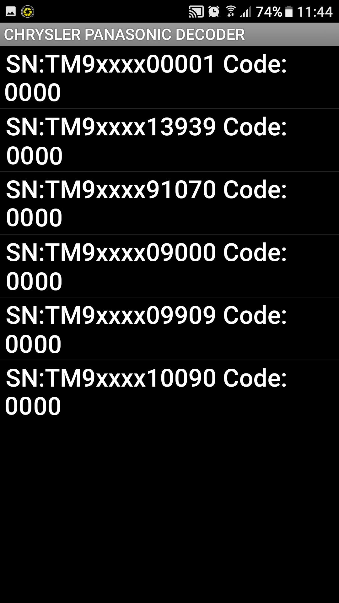 CHRYSLERPanasonic TM9-Serial Radio Code Decoder for Android - APK Download