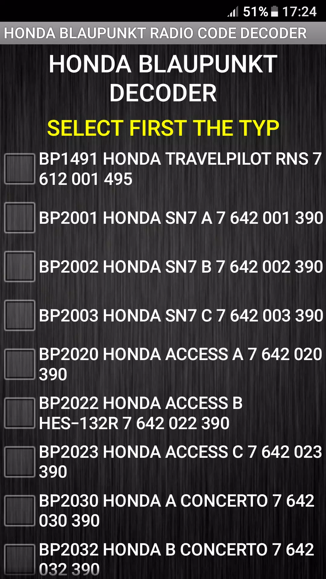 Honda Blaupunkt Radio Code Calculator APK for Android Download