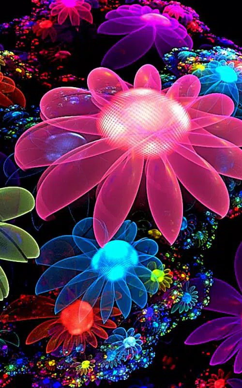 Neon Flowers Wallpaper