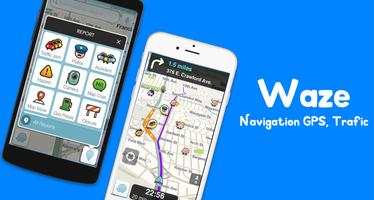 Navigation Waze maps , gps , traffic , alerts Tips Plakat