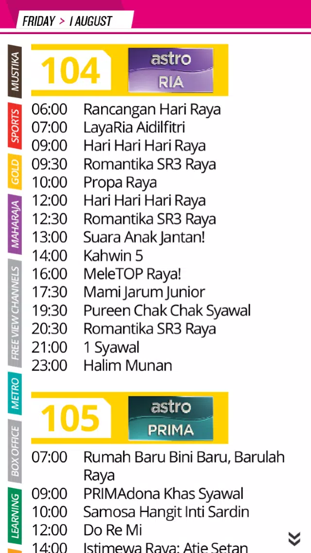 Schedule astro prima Astro (television)