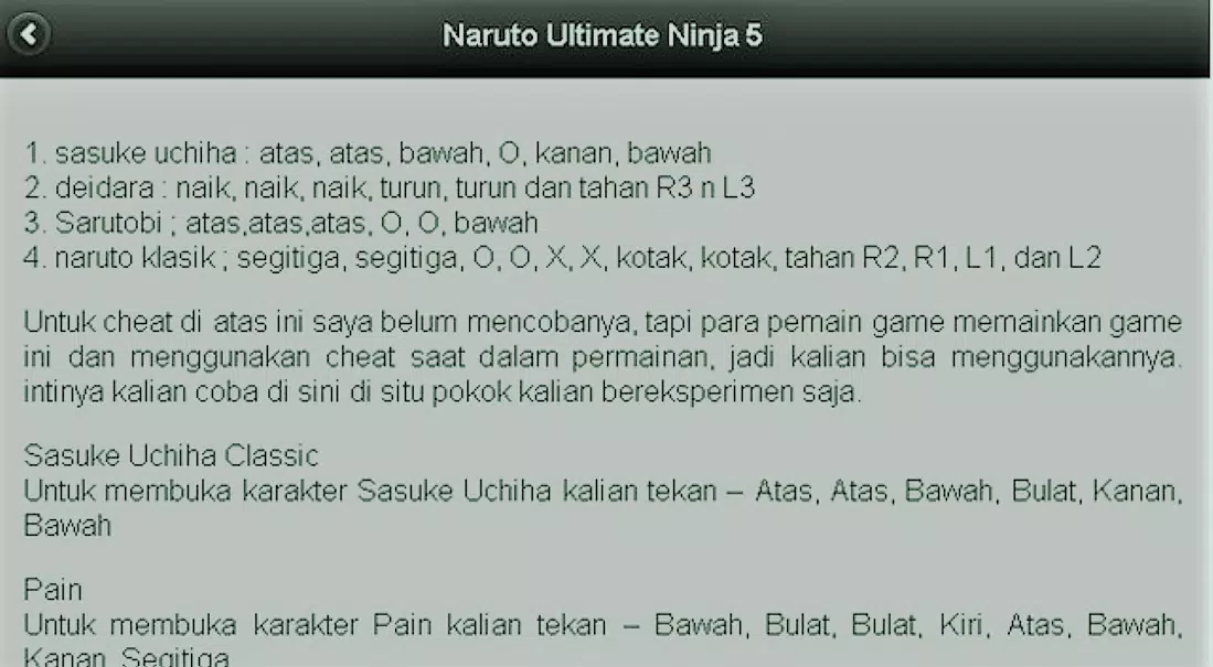 Cheat Naruto Ultimate Ninja 5 PS2 Lengkap