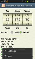 IMC/BSA/LBW/IBW - poids idéal les femmes et hommes capture d'écran 1